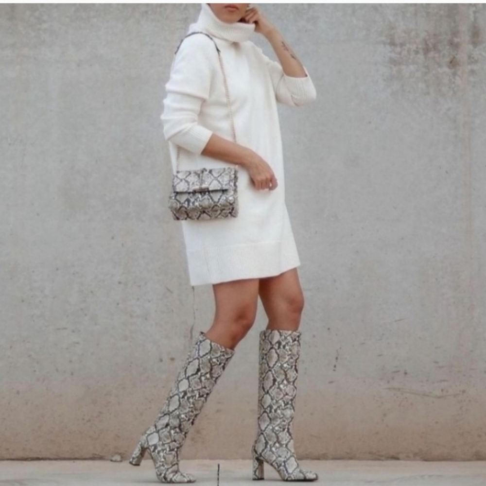 Zara snakeskin heeled boots